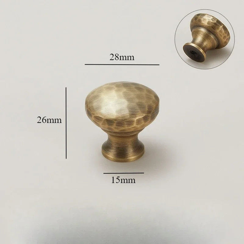 Hand-Hammered Solid Brass Cabinet & Drawer Handle