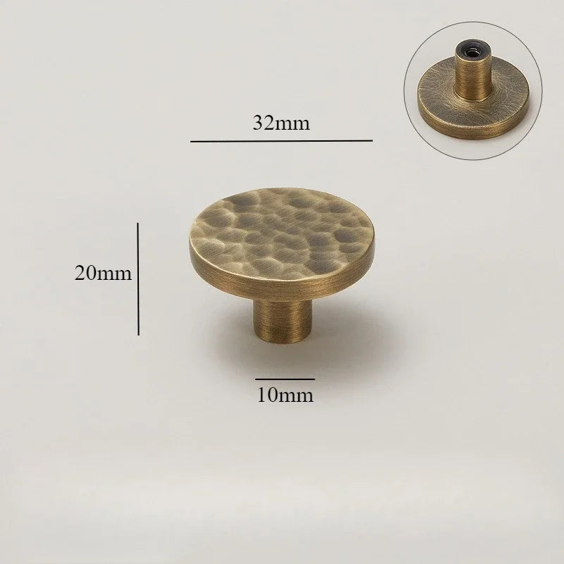 Hand-Hammered Solid Brass Cabinet & Drawer Handle