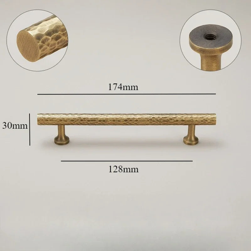 Hand-Hammered Solid Brass Cabinet & Drawer Handle