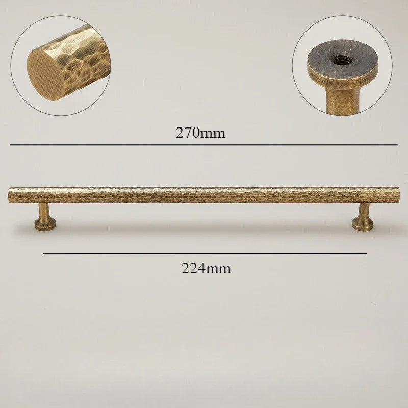 Hand-Hammered Solid Brass Cabinet & Drawer Handle