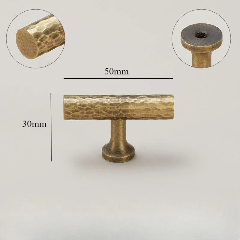 Hand-Hammered Solid Brass Cabinet & Drawer Handle