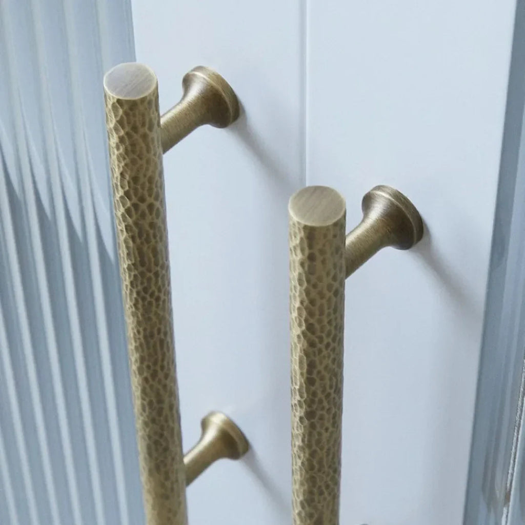 Hand-Hammered Solid Brass Cabinet & Drawer Handle