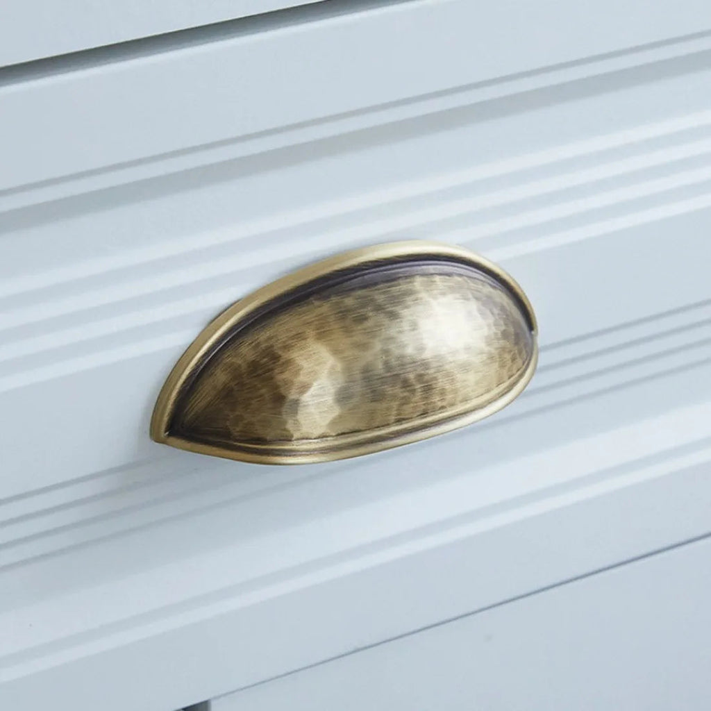 Hand-Hammered Solid Brass Cabinet & Drawer Handle