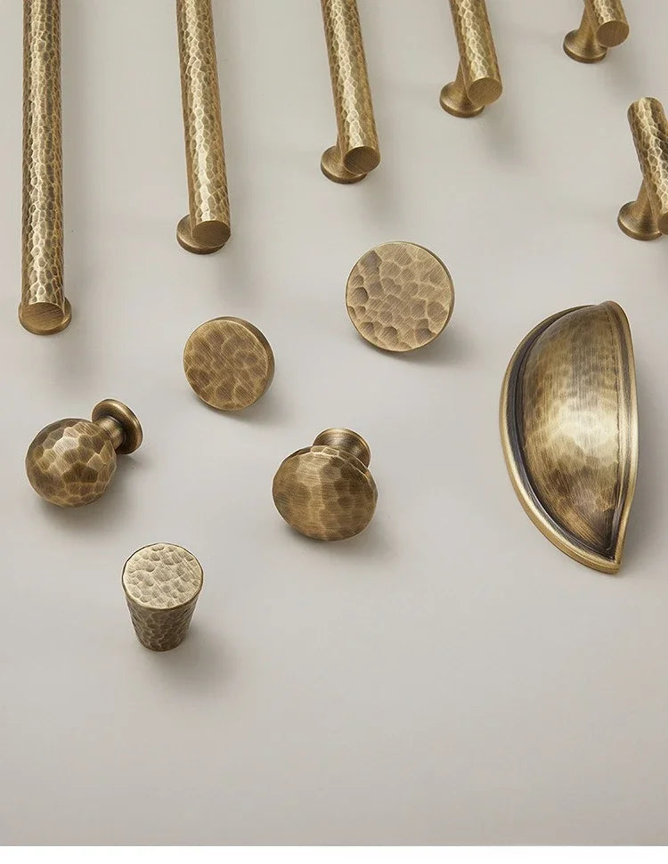 Hand-Hammered Solid Brass Cabinet & Drawer Handle