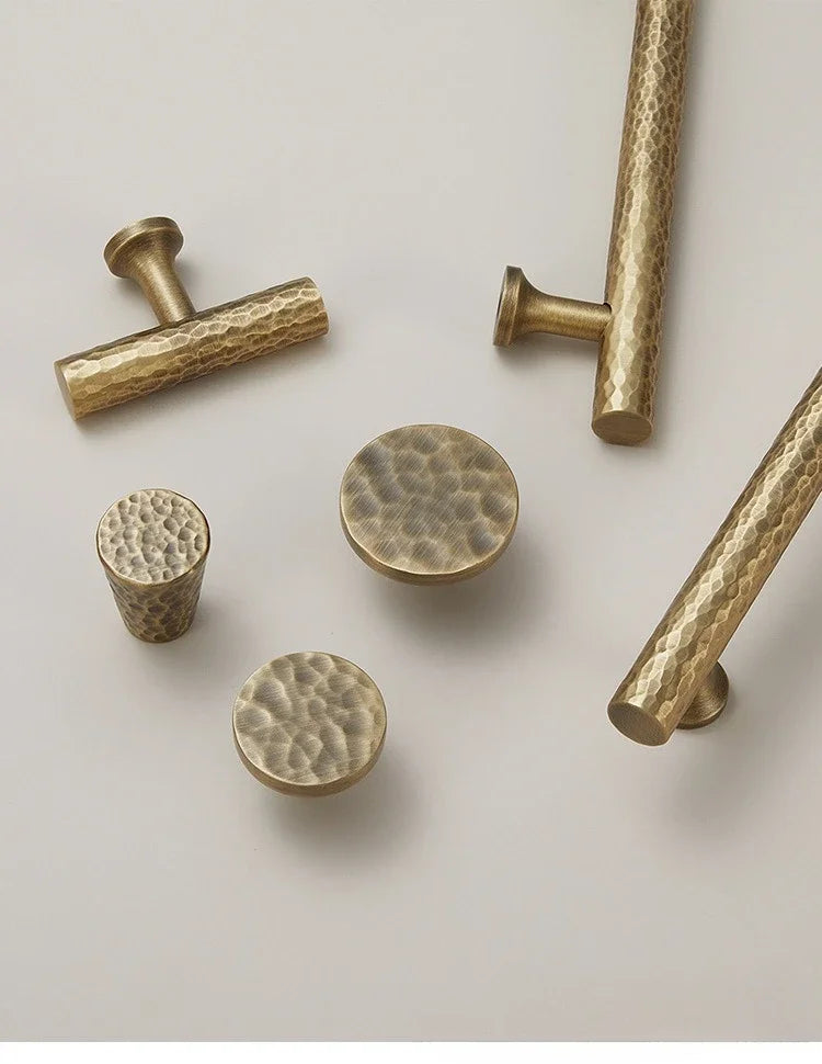 Hand-Hammered Solid Brass Cabinet & Drawer Handle