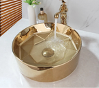 Hand-Painted Ceramic Vessel Sink Set (Gold-Plated Faucet & Pop-Up Drain)