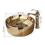 Hand-Painted Ceramic Vessel Sink Set (Gold-Plated Faucet & Pop-Up Drain)