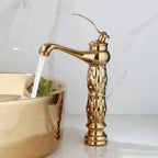 Hand-Painted Ceramic Vessel Sink Set (Gold-Plated Faucet & Pop-Up Drain)