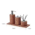 Handcrafted Natural Red Travertine Bathroom Accessories Set (4-Piece)