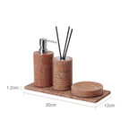 Handcrafted Natural Red Travertine Bathroom Accessories Set (4-Piece)