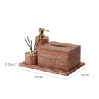 Handcrafted Natural Red Travertine Bathroom Accessories Set (4-Piece)