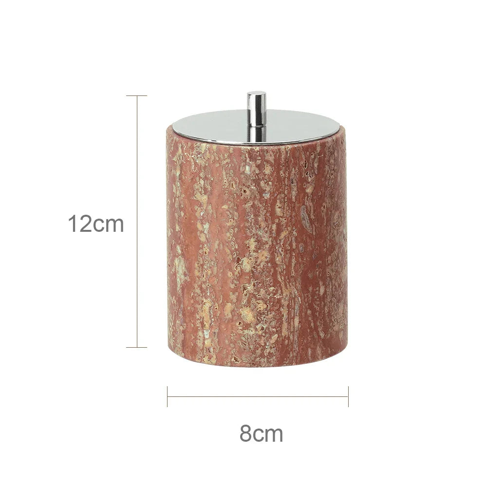 Handcrafted Natural Red Travertine Bathroom Accessories Set (4-Piece)