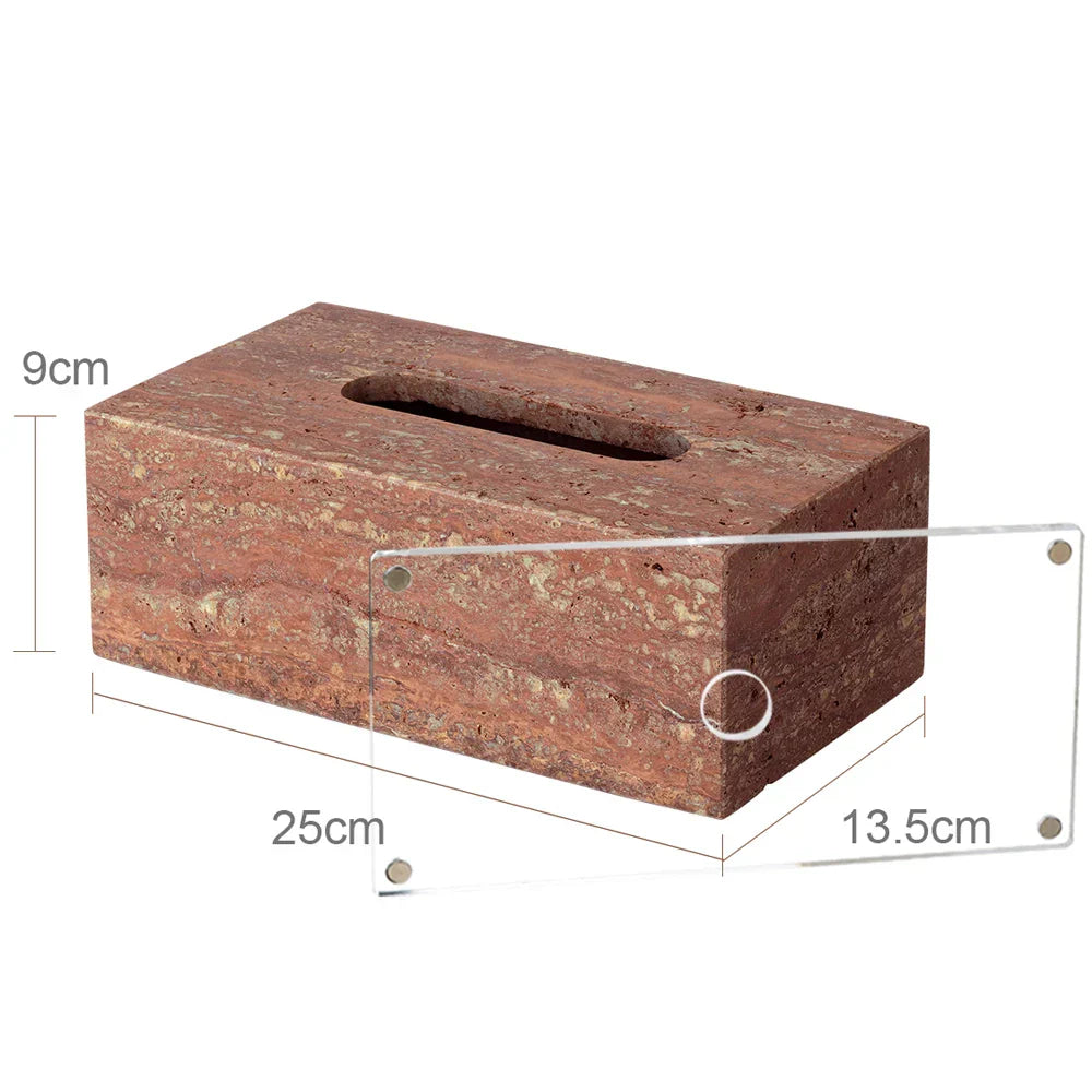 Handcrafted Natural Red Travertine Bathroom Accessories Set (4-Piece)