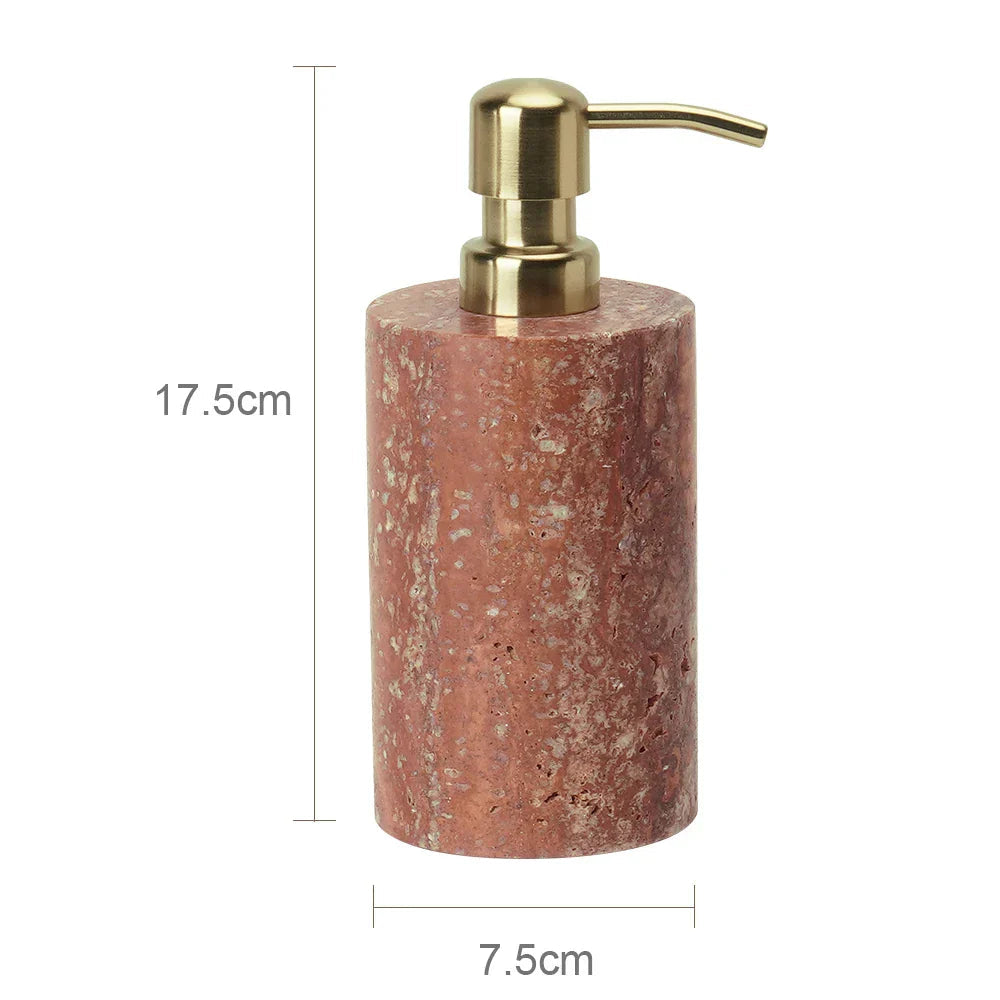 Handcrafted Natural Red Travertine Bathroom Accessories Set (4-Piece)