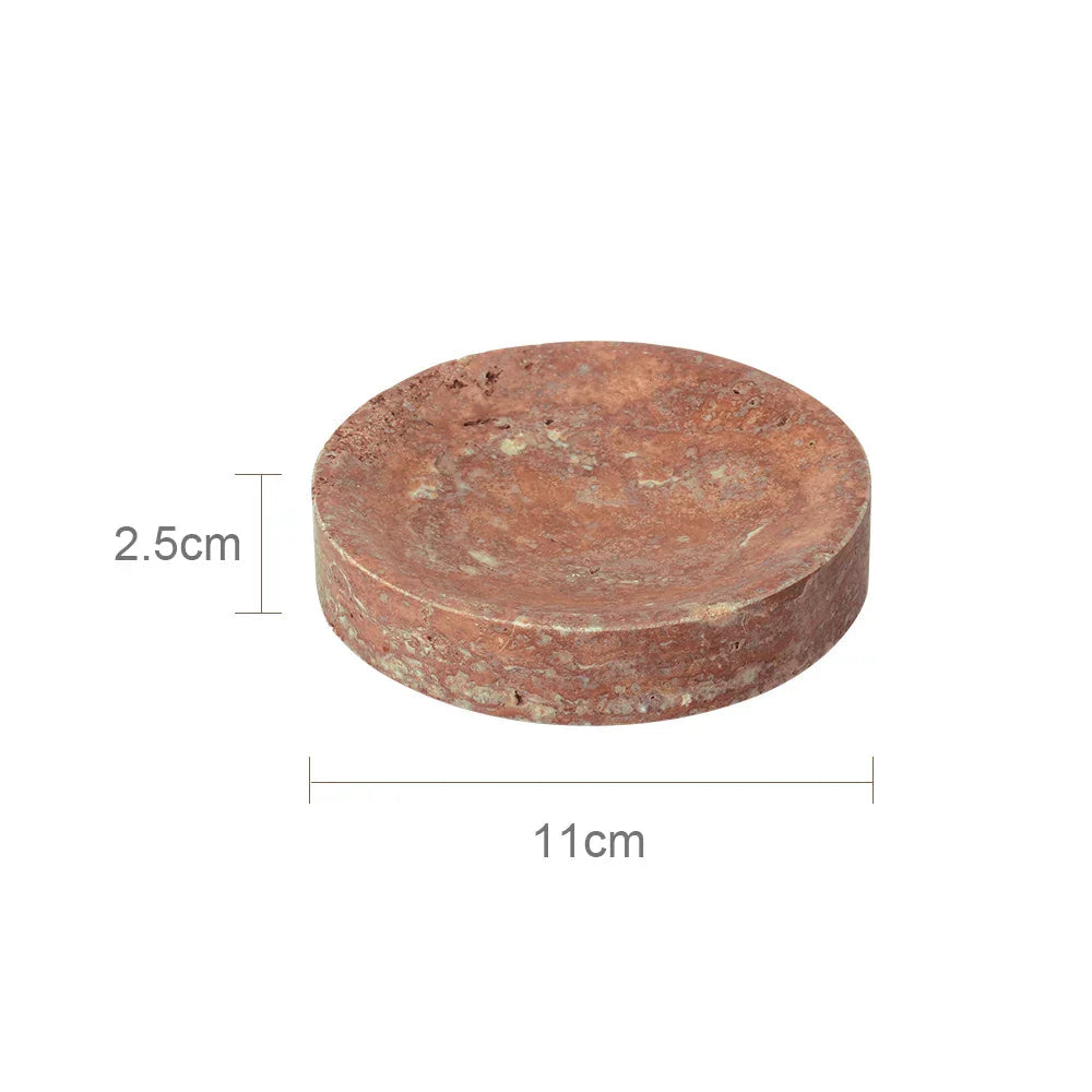 Handcrafted Natural Red Travertine Bathroom Accessories Set (4-Piece)