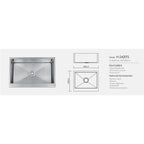 Handcrafted Stainless Steel Square Kitchen Sink (Topmount or Undermount)