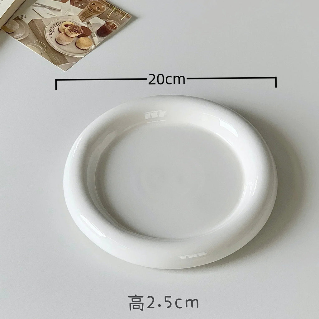 Heat-Resistant Ceramic Dinner Plate (Thick Rim)