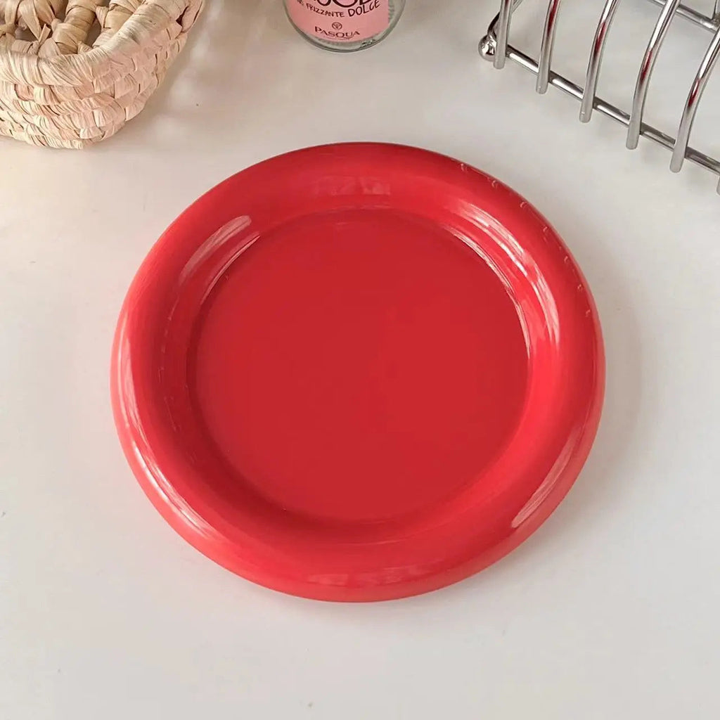 Heat-Resistant Ceramic Dinner Plate (Thick Rim)