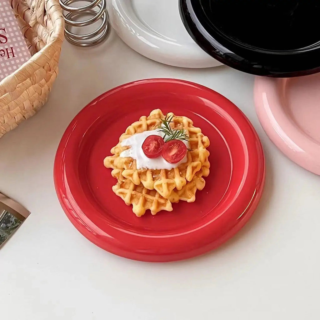Heat-Resistant Ceramic Dinner Plate (Thick Rim)