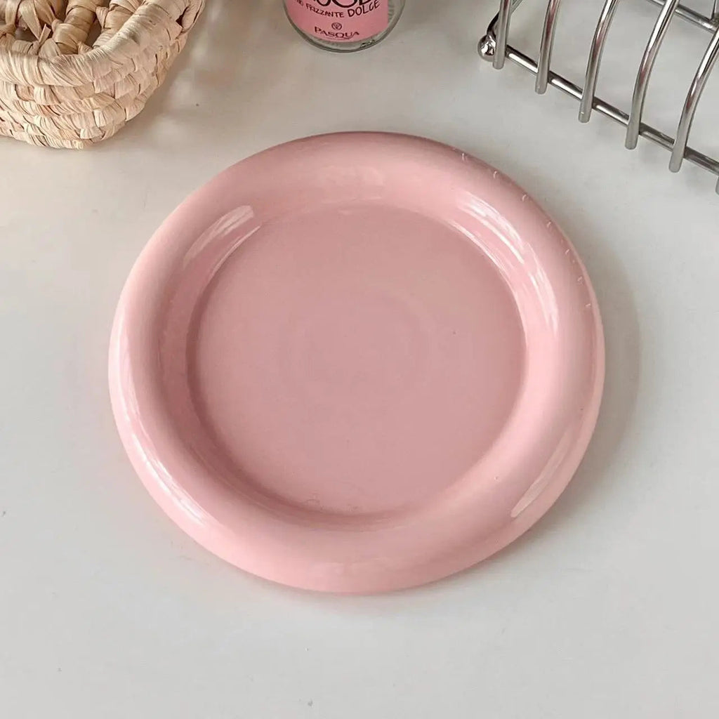 Heat-Resistant Ceramic Dinner Plate (Thick Rim)