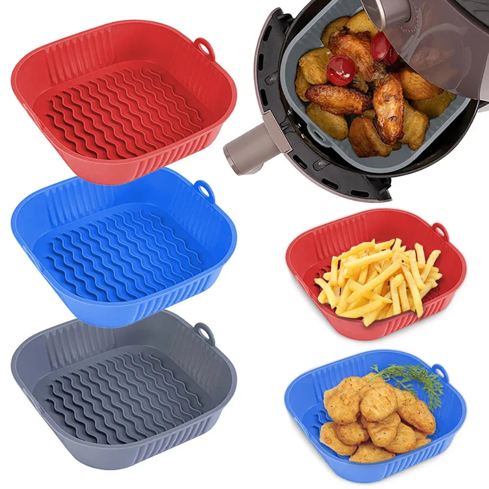 Heat-Resistant Non-Stick Silicone Airfryer Pan (Square)