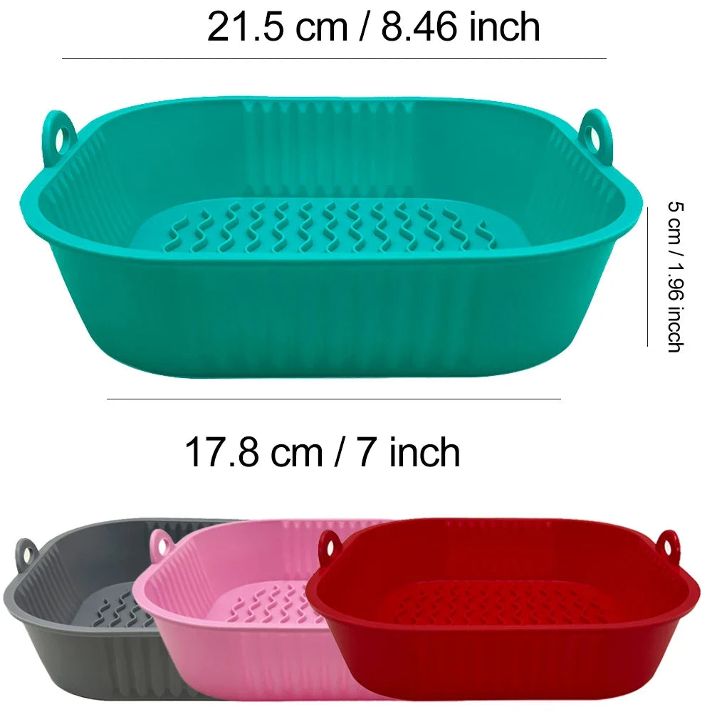 Heat-Resistant Non-Stick Silicone Airfryer Pan (Square)