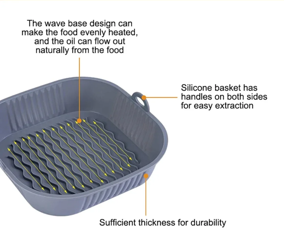 Heat-Resistant Non-Stick Silicone Airfryer Pan (Square)