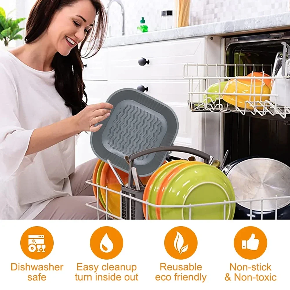 Heat-Resistant Non-Stick Silicone Airfryer Pan (Square)