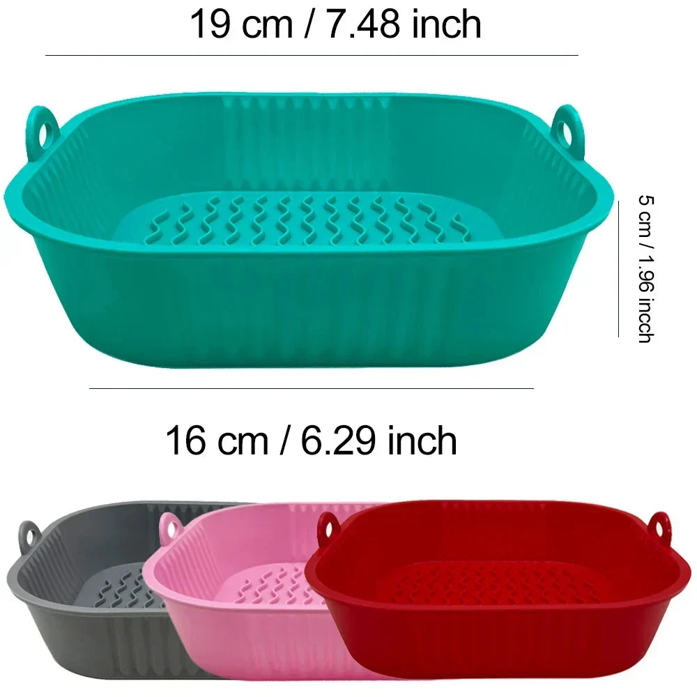 Heat-Resistant Non-Stick Silicone Airfryer Pan (Square)