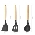 Heat-Resistant Silicone Wooden-Handled Utensil Set (12-Piece)