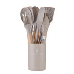 Heat-Resistant Silicone & Wooden-Handled Utensil Set (12-Piece)