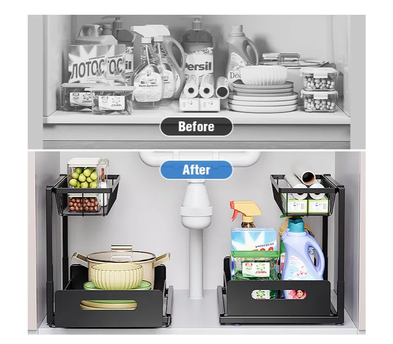 Heavy-Duty Double-Layer Extendable Sink Organizer