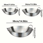 Heavy-Duty Uncoated Stainless Steel Wok (Dual Handles)