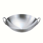 Heavy-Duty Uncoated Stainless Steel Wok (Dual Handles)