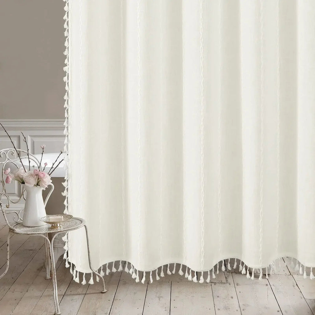 Heavy-Duty Waterproof Linen-Look Shower Curtain