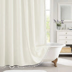 Heavy-Duty Waterproof Linen-Look Shower Curtain