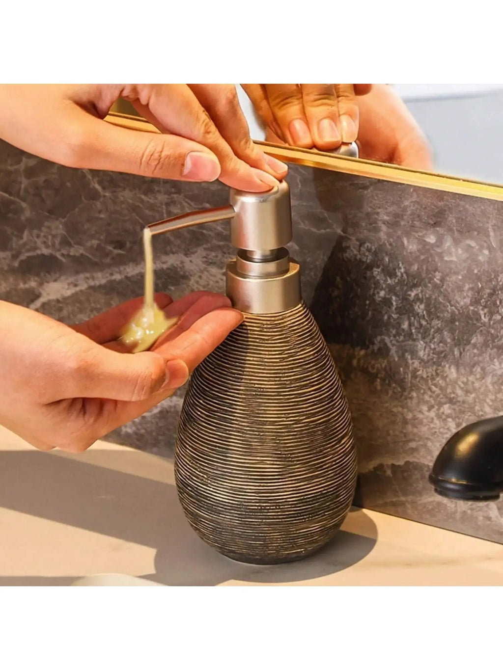 Heavy Glazed Ceramic Drip-Free Pump Soap Dispenser