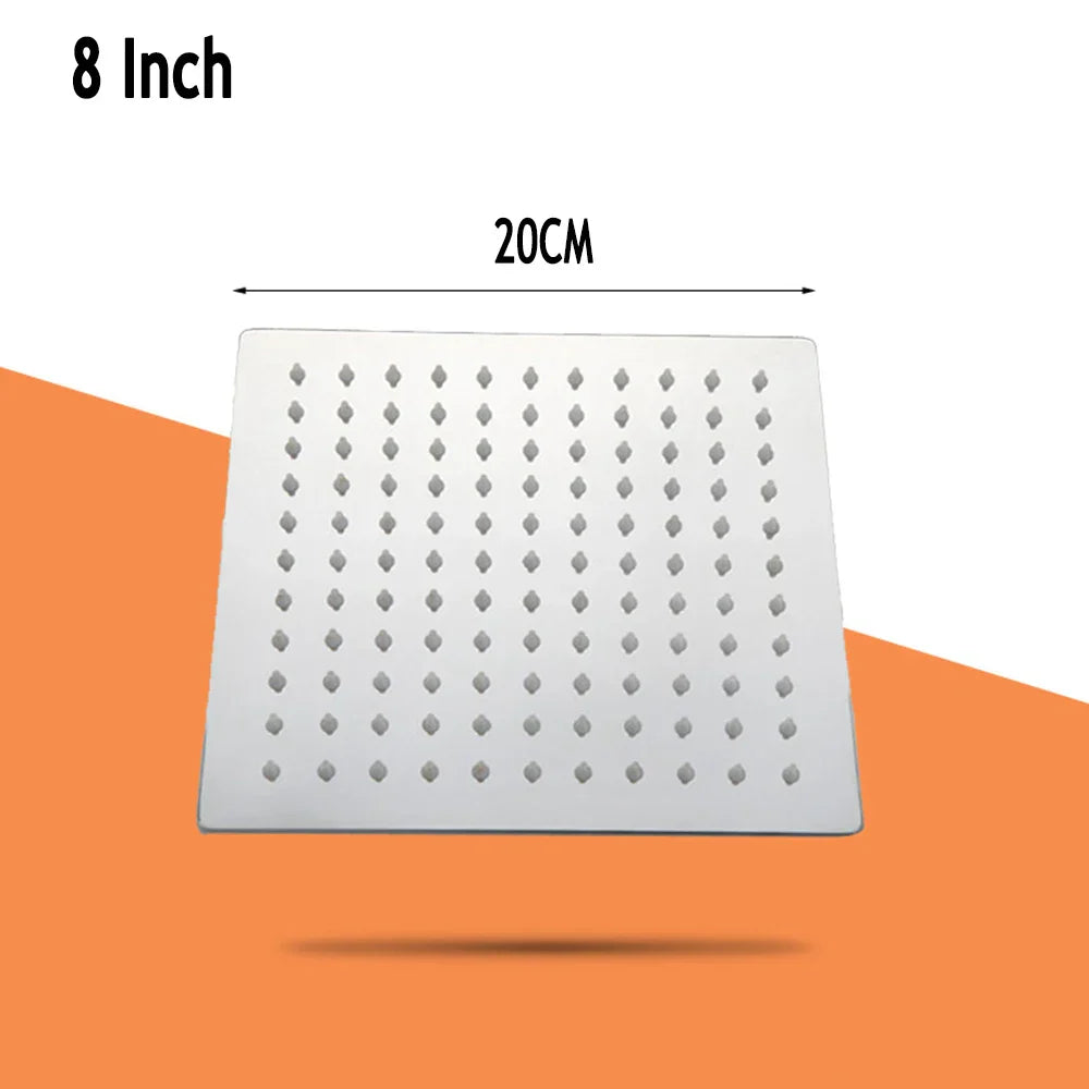 High-Pressure Stainless Steel & Silicone Nozzles Square Rain Shower Head (Ceiling Mount)