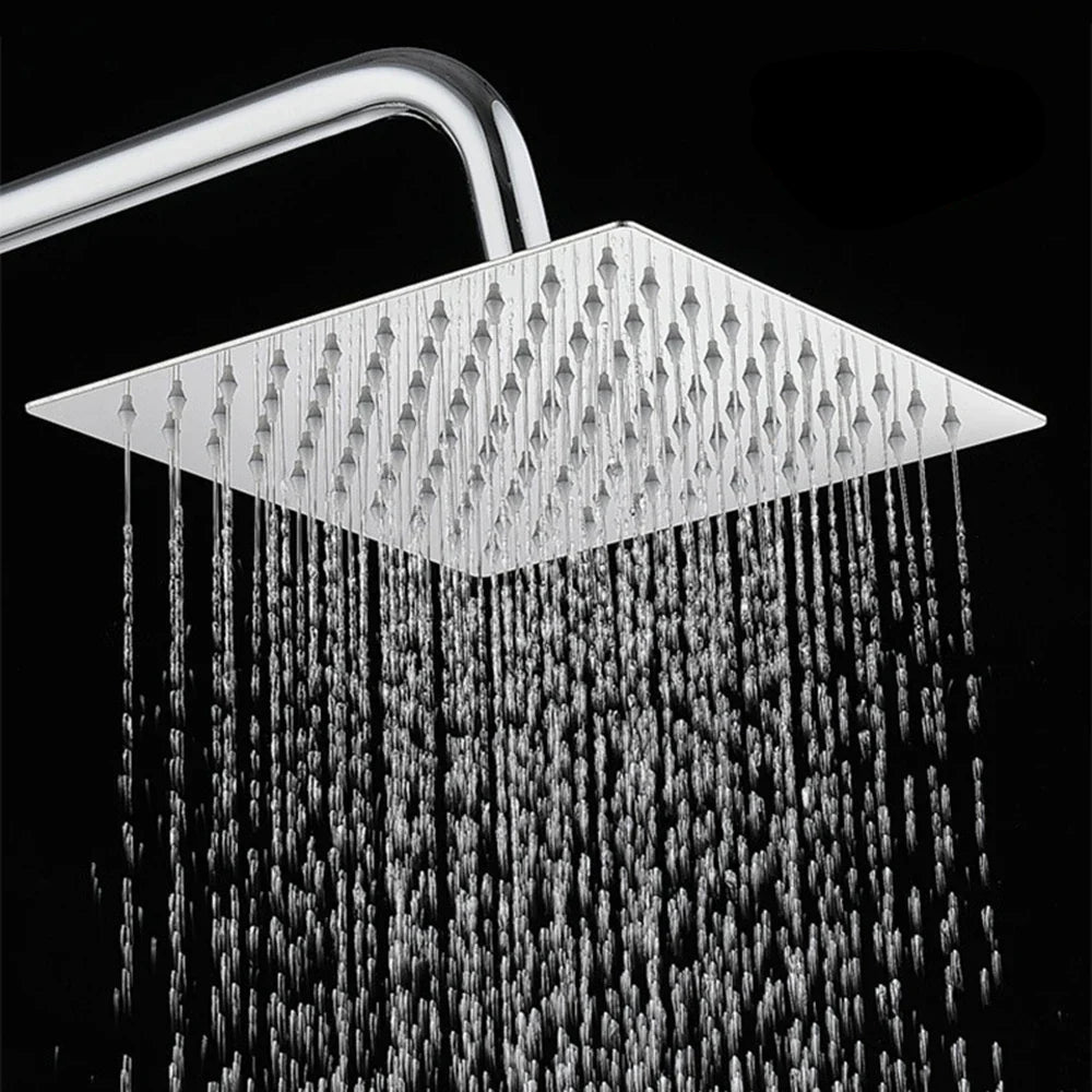 High-Pressure Stainless Steel & Silicone Nozzles Square Rain Shower Head (Ceiling Mount)