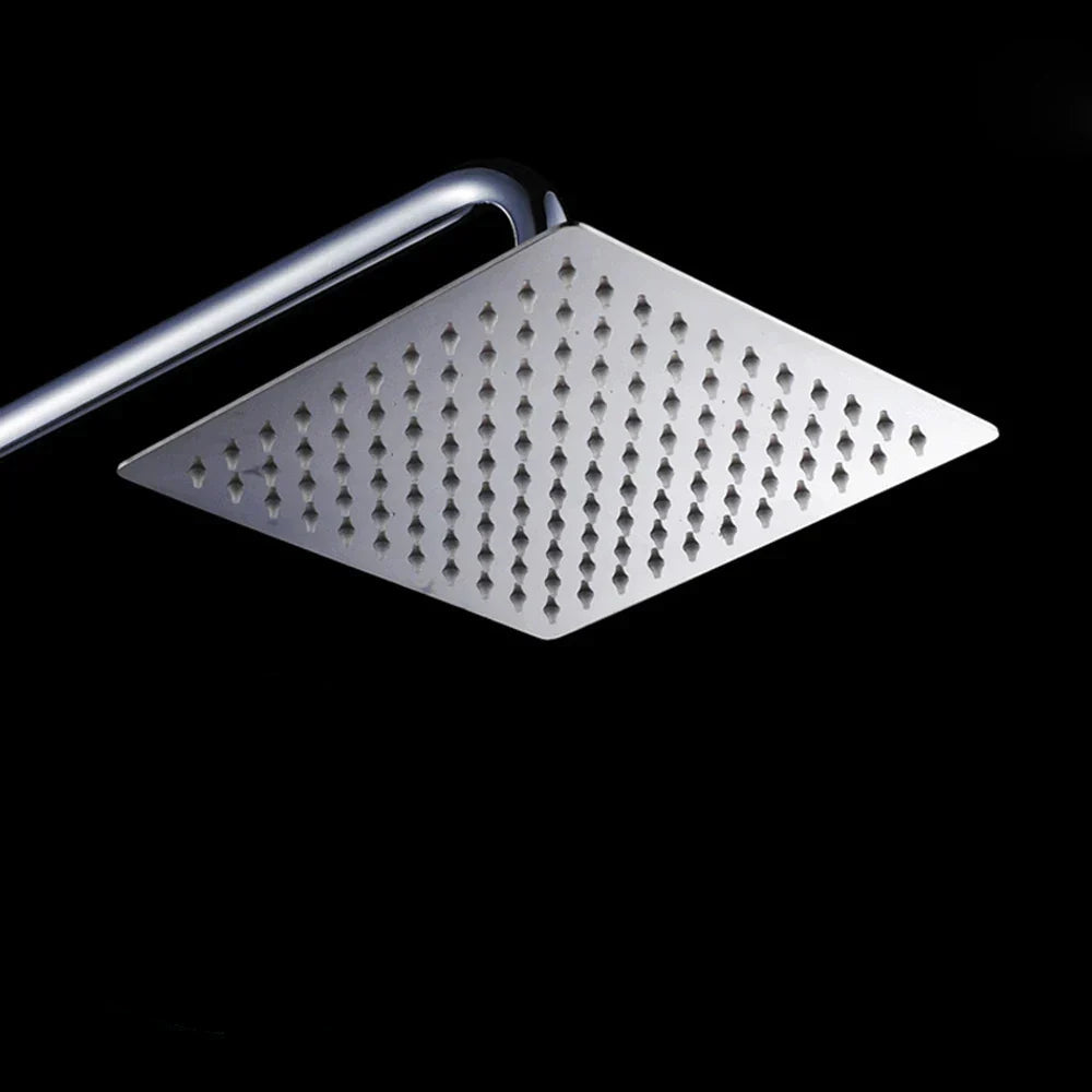 High-Pressure Stainless Steel & Silicone Nozzles Square Rain Shower Head (Ceiling Mount)