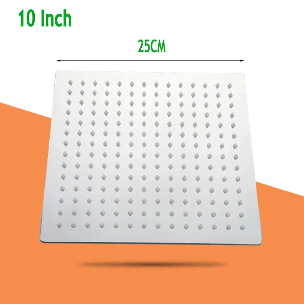 High-Pressure Stainless Steel & Silicone Nozzles Square Rain Shower Head (Ceiling Mount)
