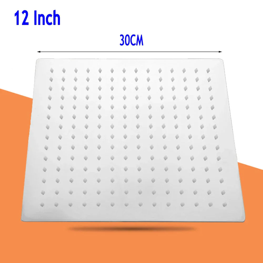 High-Pressure Stainless Steel & Silicone Nozzles Square Rain Shower Head (Ceiling Mount)