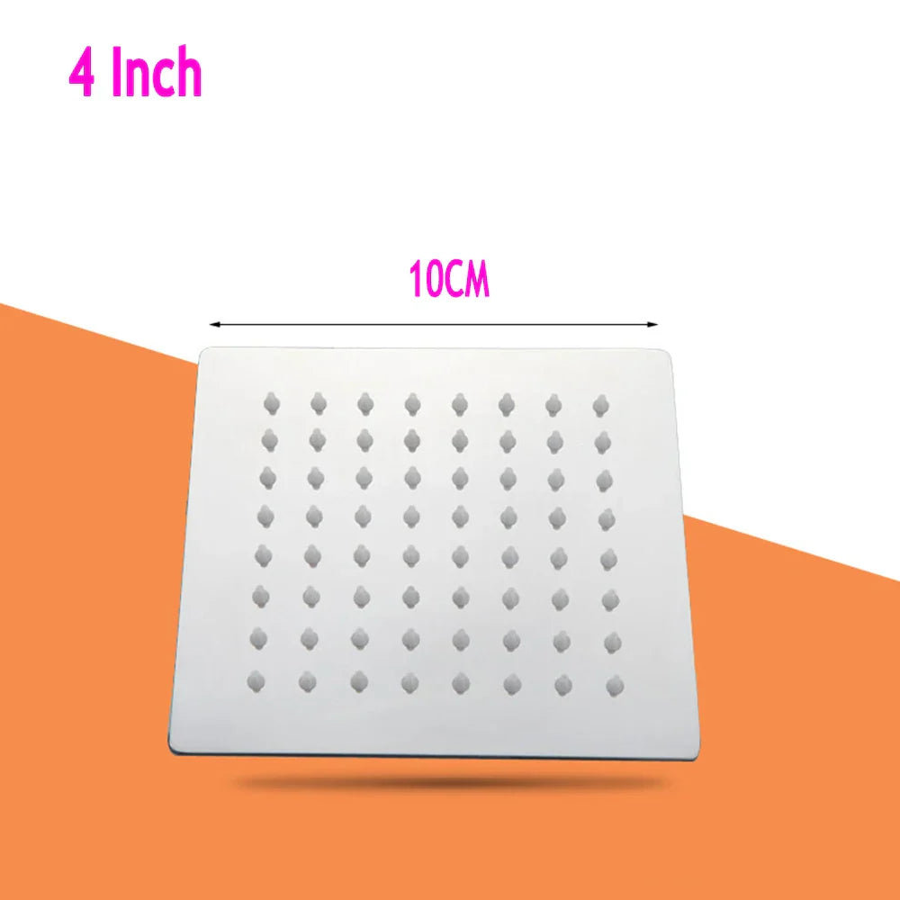 High-Pressure Stainless Steel & Silicone Nozzles Square Rain Shower Head (Ceiling Mount)