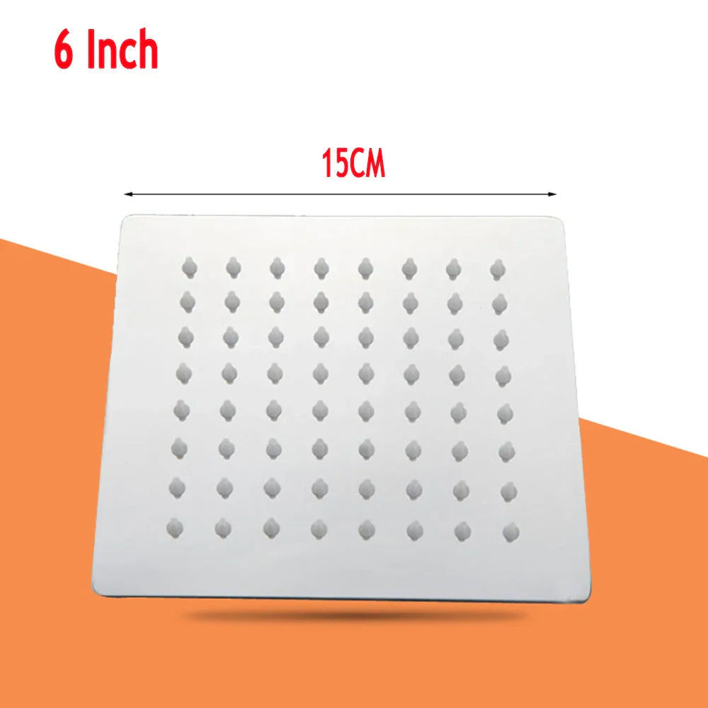 High-Pressure Stainless Steel & Silicone Nozzles Square Rain Shower Head (Ceiling Mount)