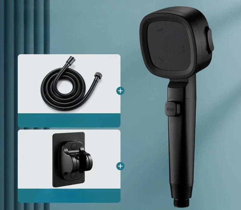 High-Pressure Water-Saving Square Handheld Shower Head (3 Spray Modes)