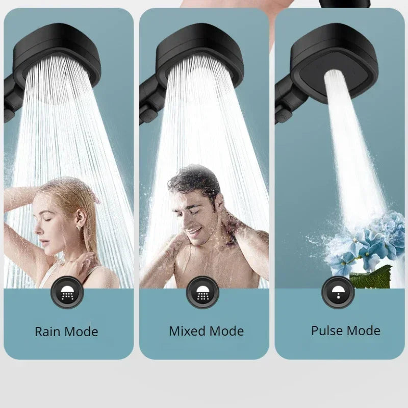 High-Pressure Water-Saving Square Handheld Shower Head (3 Spray Modes)
