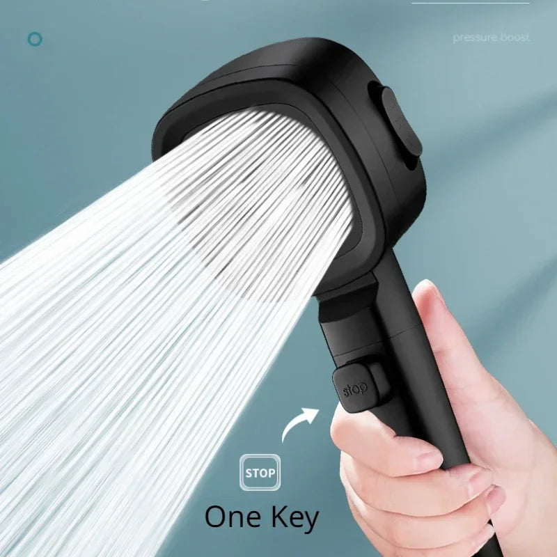 High-Pressure Water-Saving Square Handheld Shower Head (3 Spray Modes)