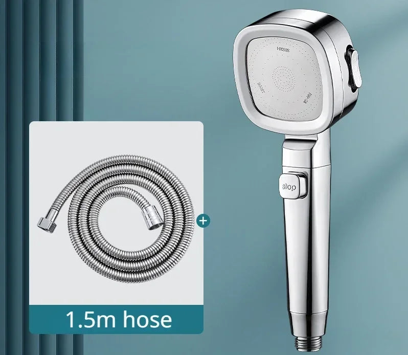 High-Pressure Water-Saving Square Handheld Shower Head (3 Spray Modes)