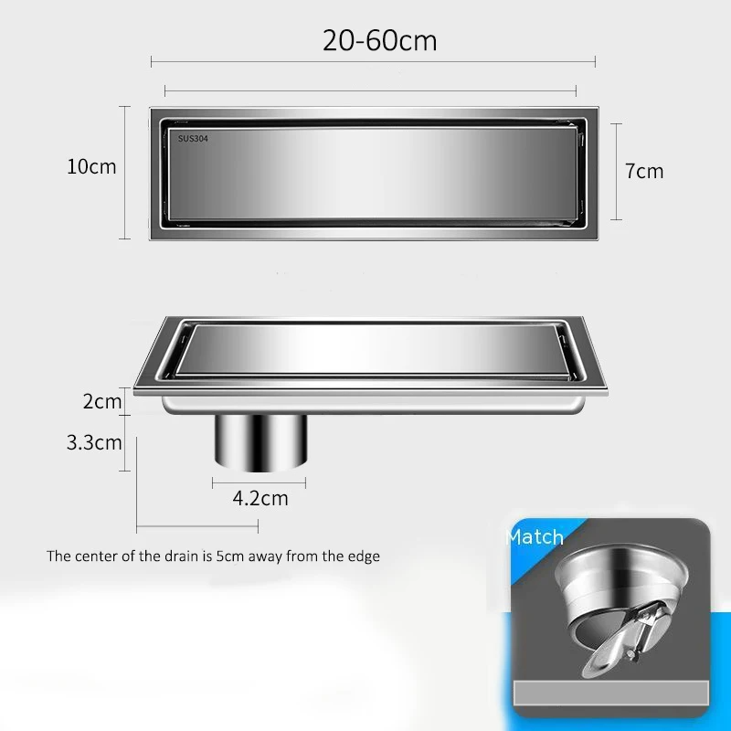 Invisible Tile-In & Odor-Blocking Shower Drain