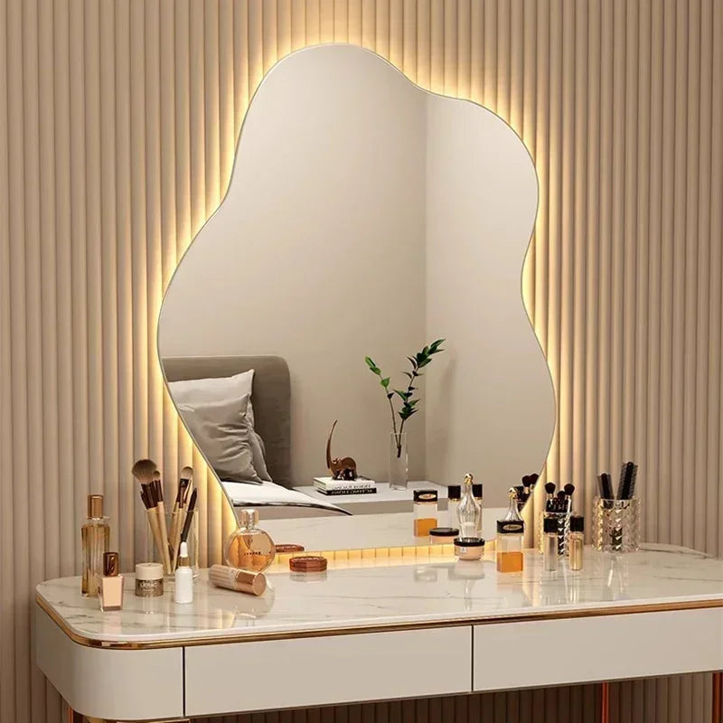 Irregular Scandinavian Warm LED Wall Mirror